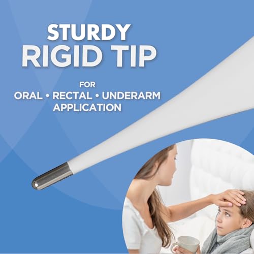 Veridian 60-Second Digital Thermometer with Rigid Tip | Oral, Rectal & Underarm Thermometer, Fever Alert at 100.0°F, Memory Recall, Water-Resistant, Storage Case