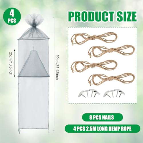 Qualirey 4 Pack Spotted Lanternfly Trap Lanternfly Killer for Tree,Grey | Circle Traps for Lantern Flies Mesh Lanternfly Catcher with Jute Rope and Nails Outdoor Insect Bug Trap to Protect Trees - color: Gray