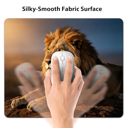 Majestic African Lion Mouse Pad 9.5" x 7.9", Regal Male Lion on Rock Cute Desk Mat, Wildlife Photography - color: African Lion
