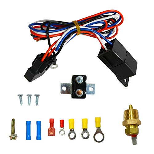 BLACKHORSE-RACING 16" 16 inch Electric Radiator Fan High 3000 + CFM Thermostat Wiring Switch Relay Kit Black - size: 16 Inch