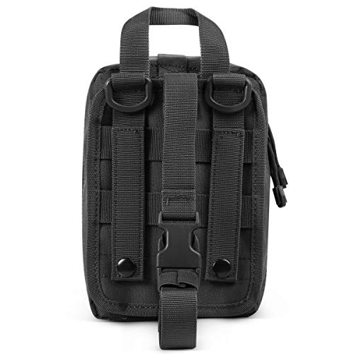 2-Pack First Aid Pouch 1000D Nylon Tactical Molle Medical Pouch Utility Pouch for Outdoor Activities Medical Supplies Bag Only - color: Black