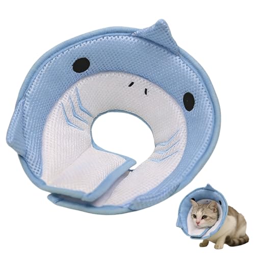 Cat Cone Collar Soft,Cute Dolphin Soft Cone for Cats,Kitty Donut Collar,Kitty Recovery Colla r - Soft, Adjustable, Breathable, Lightweight Cone to Stop Licking - After Surgery