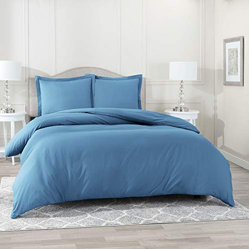 Clara Clark Duvet Cover Ultra Soft Double Brushed Microfiber - Comforter Cover with Button Closure and 2 Pillow Shams, Blue Heaven, Twin - 68"x90" - color: Blue Heaven, size: Twin
