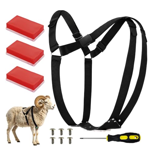 Ram Breeding Marking Harness for Sheep & Goat, 3 Pack Mating Crayon Block | Marker with Heavy-Duty Nylon Adjustable Straps, Heat Detection & Mating Record Tool, Farm Livestock Breeding Equipment - color: Red