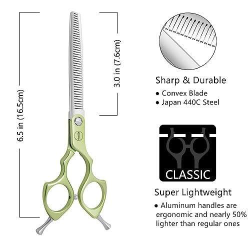 HASHIMOTO Thinning Shears for Dogs, Dog Thinning Shears for Grooming, 42 Teeth, 6.5 inch, 30% Thinning Rate, Extremely Light Weight, Designed for Professional Pet Groomers or Family DIY Use. - size: 6.5", style: Blending (Super Lightweight)
