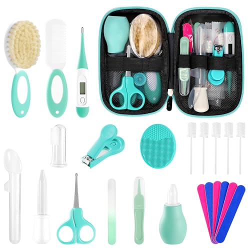 Baby Healthcare and Grooming Kit for Newborn Kids, 24PCS Upgraded Safety Baby Care Kit, Newborn Nursery Health Care Set, Baby Care Products (Green) - style: GREEN-24