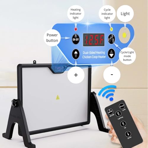 GROZY Double-Sided Chick Brooder Heat Plate 86-167°F Adjustable Temperature Angle Heater with Remote LED Night Light & Temp Display, Energy Saving Chicken Coop Heater for Chicks Ducks Cats Dogs