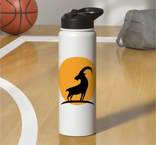 Sunset Wild Goat Capricorn Lover Gift Adult Men Women Kids Stainless Steel Insulated Water Bottle - color: White