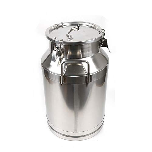 Milk Can with Sealed Lid, Stainless Steel Milk Transport Cans Wine Pail Bucket Tote Jug Pot Oil Liquid Storage Barrel with 2 Handles Sealed Silicone Anti-Leak Ring Lock Belt 40L 10.56 Gallon - color: 40l