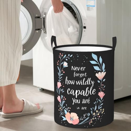 Laundry Basket Encourage Word Collapsible Large Capacity,63l Dirty Clothes Basket Durable Lightweight Hamper With Handles Ideal For Clothes,Toys Home Organization size19.6"L x 15.7"W - color: encourage
