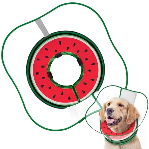 Supet Sponge Dog Cone Collar Stop Licking After Surgery, Dog Donut Collar | Adjustable Dog Recovery Collar Alternative, Detachable Shield, Soft, Comfy Cone, Neck Pillow for Large Dogs - color: Watermelon, size: XXL(Neck 18"-23")