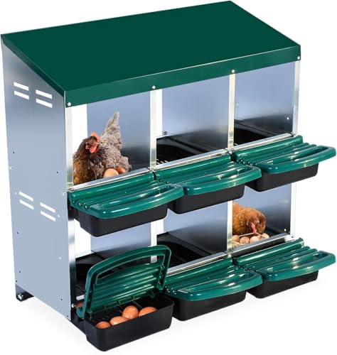 Chicken Nesting Boxes,6 Compartment Nesting Boxes for Laying Eggs,Wall Mount Poultry Roll Away Chicken Laying Boxes,Easy Egg Collection,Cleanable Pull Out Hen Roosting Boxes