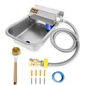 Automatic Dog Water Dispenser 1 Gal/3.8L Outdoor Dog Water Bowl Auto-Fill Water Feeder Stainless Steel Large Livestock Waterer Fit 3/4" GHT Faucet Wide Mouth Wall/Ground Mount - size: 1 Gal