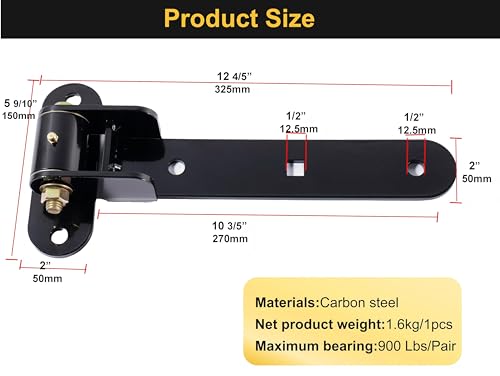 13" Heavy Duty Strap Gate Hinges,900LBS Load Capacity,Thickened Solid Steel | 2Pcs Built-in Ball Bearing T Hinge for 180°or90°Smooth Swing,Bolt or Weld-On Wooden/Metal,Garden Fence Shed Barn Gate(Patent) - size: Large-R