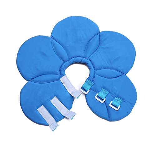 Dog Collar, Pet Cone E-Collar Flower Soft Elizabethan Waterproof Grooming Recovery Protecive Adjustable Collar for Puppy Small Medium Dogs (S Neck:9-11in, Blue) - color: Blue, size: S Neck:9-11in