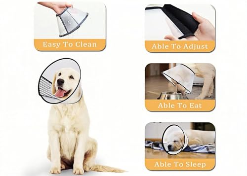2PCS Adjustable Dog Recovery Cone, Plastic E-Collar for Cats and Dogs, Comfortable Elizabethan Collar to Help Reduce Licking and Scratching, Soft Edge Pet Cone for Large Medium Small Pets, White, S - size: S