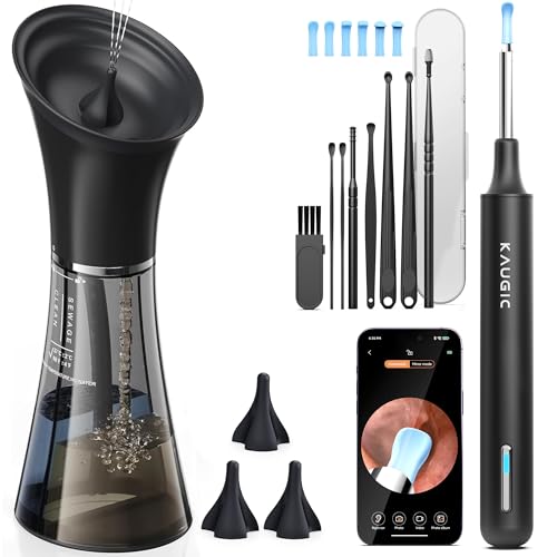 Ear Cleaner with Camera & Irrigation. Wax Removal & Overheat Protect | Complete Ear Cleaning Kit, Visual, Waste Collection Tank, Overheat Auto-Shutoff, IPX7 Waterproof, FSA-HSA Ear Wax Removal - color: Semi-transparent Black