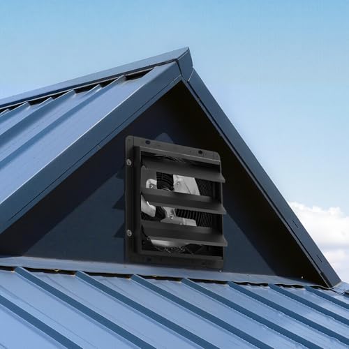 VEVOR 12 inch Exhaust Fan, Wall Mounted Attic Fan with Variable Speed, Temperature & Humidity Controller, 1500 CFM, Automatic Shutter - size: 12 Inch