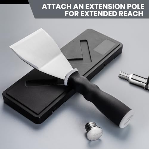 Mister Rui 3" Bent Heavy Duty Scraper, Hammer End, Pole Socket, Stainless | Heavy-duty bent scraper, 3" blade for paint removal and surface repair. Hammer end with pole socket for extension pole - color: Gray