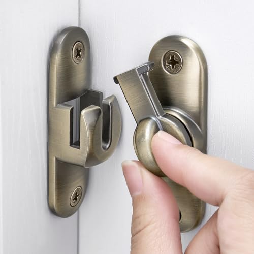 Bronze 90/180 Degree Barn Door Latches,Flip Gate Lock | Zinc Alloy Flip Gate Latches,Right Angle Door Lock,for bedroom,garage,sliding door,window,cabinet,drawer,pet enclosures - color: Bronze