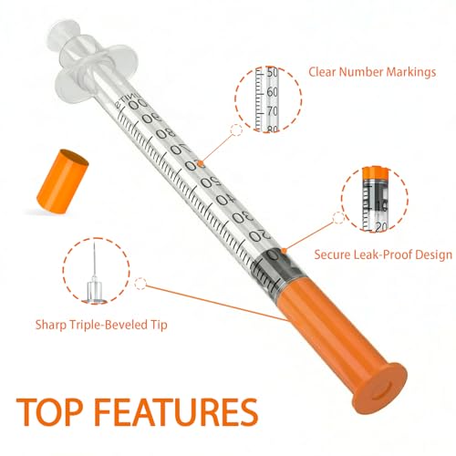 U-100 1cc 31 gauge 5/16 inch 8mm Syringes with needle, Individually Packed, PACK 100. - size: 1ml-31G 5/16"-100
