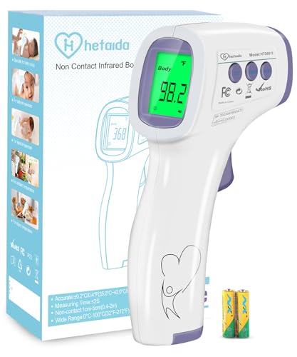 Digital Thermometer for Adults and Kids, No Touch Forehead Thermometer for Baby, 2 in 1 Body Surface Mode Infrared Thermometer with Fever Alarm and Instant Accuracy Readings - color: Purple