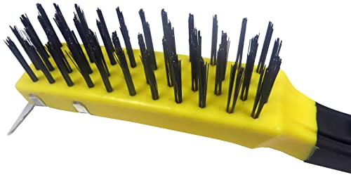 ALLWAY SB411 Carbon Steel Wire Brush with Scraper - style: Carbon Steel Wire Brush with Scraper, 4 x 11