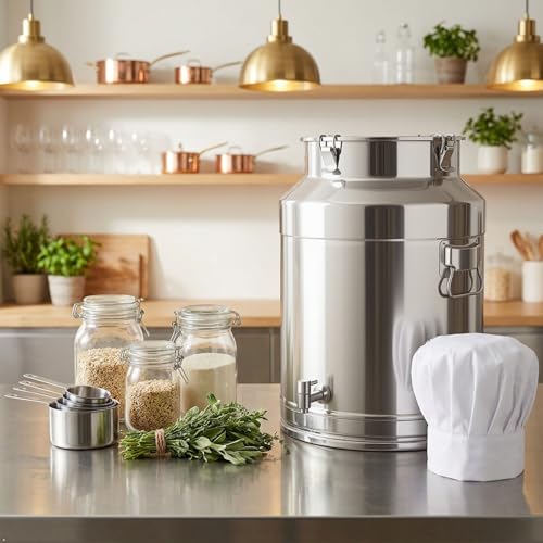 Milk Can with Spout, 17-Gallon Milk Jug Container 304 Stainless Steel Bucket with Sealed Lid and Carry Handle, Airtight Food Storage Container for Home, Farm, Commercial Kitchen - size: 2176 Ounces