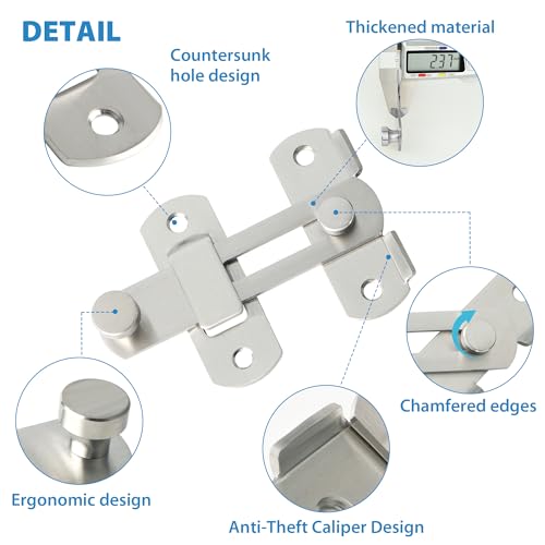 Alise 2Pcs 4 inch Flip Latch Gate Latches, Safety Door Lock for Barn Wood Fence Sliding French Doors,Heavy Duty SUS304 Stainless Steel Gate Hardware Brushed Nickel MS9500LS-2P (Pack of 2) - color: Multicolor, size: 4 inch-2p (Pack of 2)