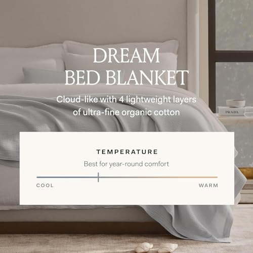 BOLL & BRANCH Dream Bed Blanket, Full/Queen, Coastal Navy | Luxury 100% Organic Cotton - Soft, Lightweight and Breathable - Cloud-Like Touch - color: Coastal Navy, size: Full/Queen