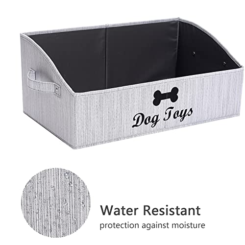 Foldable Fabric Dog Toy Storage Box - Collapsible Basket with Handle, Organizer for Large Dog Toys (Slub Gray-DOG) - color: Slub Gray, size: Large - Dog Toys