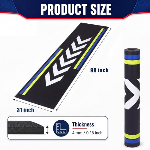 Drydiet Motorcycle Mat Garage Floor Rug Washable Parking Mats for Garage Floors Non Slip Oil Absorbent Pad Rubber Backing Layer Protects Floor(Arrow Style,98 x 31 Inch) - size: 98 X 31 Inch, style: Arrow Style