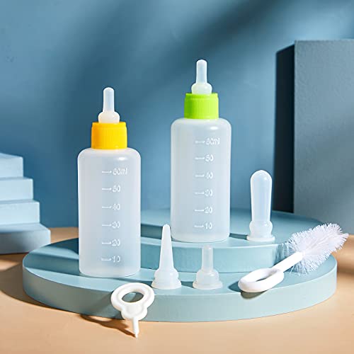 Tondiamo 17 Pcs Kitten Bottle Feeding Kit Puppy Bottles for Nursing Puppy Milk with Nipples Cleaning Brushes Bottle Opening Needles Hand Feeding Supplies for Newborn Small Pet, Yellow, Green - color: Yellow, Green