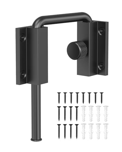 Updated U Patio Sliding Door Loop Lock Latch, Black | 90/180 Degree Aluminum Alloy Home Security Loop Bolt Lock for Barn Door,Window, Fence, Shed and Gate Latch - Rotary Locking - color: Black-1 PC