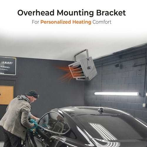 Comfort Zone Hard-Wired Ceiling Mount Garage Space Heater with Remote, 7,500 Watt, 240 Volt, Fan-Forced, Overheat Protection, Digital Thermostat, 12-Hour Timer, Ideal for Garage & Workshop, CZ230ER | Digital thermostat, 12-hour timer, and remote control.