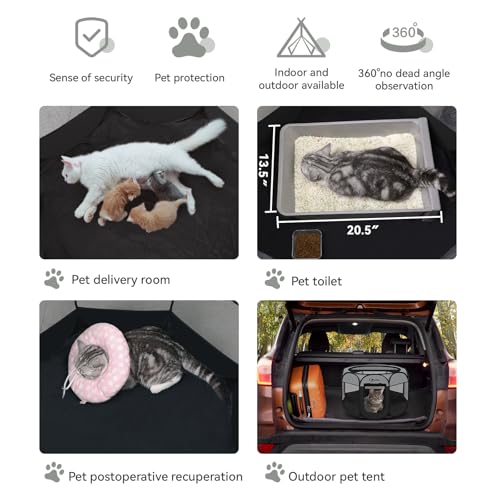 Siedihit Dog Cat Playpen with Washable Pee Pad, Puppy Pet Playpen | Indoor for Small Dog Crate Tent Cage Outdoor, Portable Pop Up Dogs Enclosure Kennel with Carrying Case,Dark Grey - color: Dark Grey with Pad
