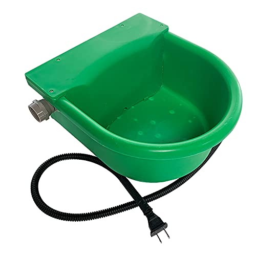 Automatic Heated Dog Water Dispenser Bowl 5L 100W for Livestock | US Plug chew‑proof Cord in Winter Outdoor Chicken Waterer with Thermostat & float valve for Horses Sheep livestock Poultry
