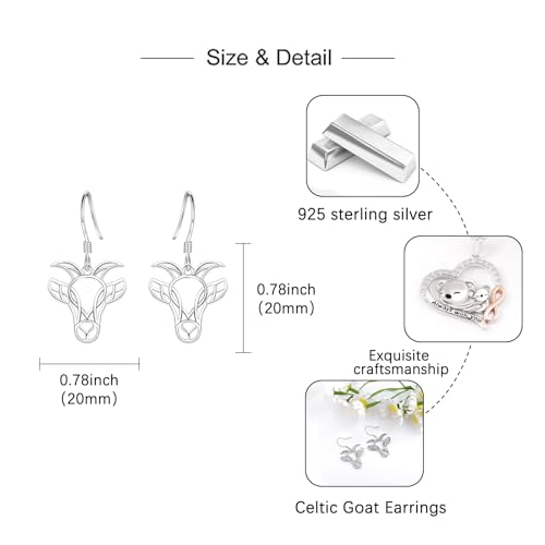Celtic Animal Earrings for Women - Sterling Silver Hypoallergenic Horse/Dragon/Cow/Goat/Dragonfly/Butterfly Dangle Earrings Animal Jewelry Gifts Birthday Christmas Gifts for Women - color: Celtic Goat Skull Earrings