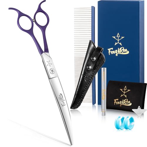 High-end Professional Dog Grooming Curved Scissors Pet Curved Shears 8 Inches Extremely Very Sharp Made Of Stainless Steel Alloy By Hand For Dog Cat Groomer - color: 8inch Curved Shears