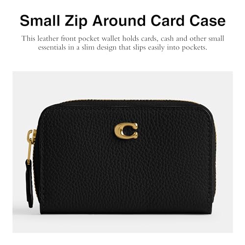Coach Essential Small Zip Around Card Case Black SM - color: Black, size: One Size