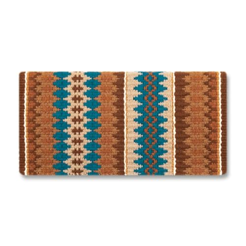 1455 8 Nova 38x34 New Zealand Wool Saddle Blanket Teal/Turq/Brown 38X34 - color: Teal/Turq/Brown
