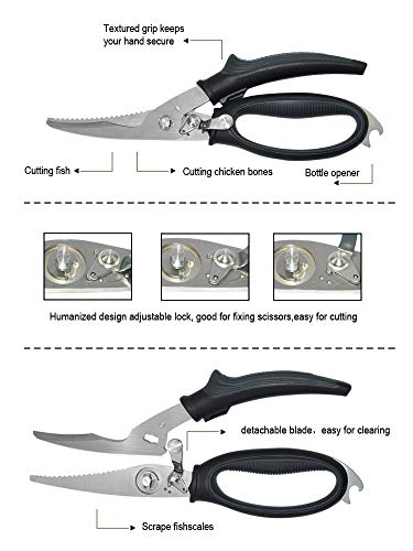 Poultry Shears - Heavy Duty Kitchen Scissors for Cutting Chicken, Poultry, Game, Bone, Meat - Chopping Food - Spring Loaded