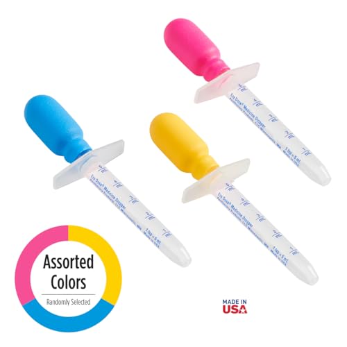 EZY DOSE Kids Baby Oral Syringe & Dispenser Calibrated for Liquid Medicine, Reduce Mess, Easy Way to Orally Administer Medication, 5 mL/1 TSP, Color May Vary, BPA Free - style: Medicine Dropper - 1 TSP (5 mL)