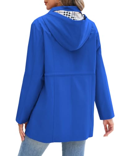 RUMIA Raincoat Women Waterproof Long Hooded Trench Coats Lined Windbreaker Jackets for Women 2026 S-2XL - color: Blue, size: XX-Large