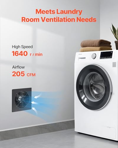 VEVOR Through-The-Wall Ventilation Fan with Cover, 205 CFM, 7-inch Diameter Exhaust Fan Hose, Adjustable Duct for Kitchen, Living & Laundry Room Workshop - size: 7 Inch Diameter