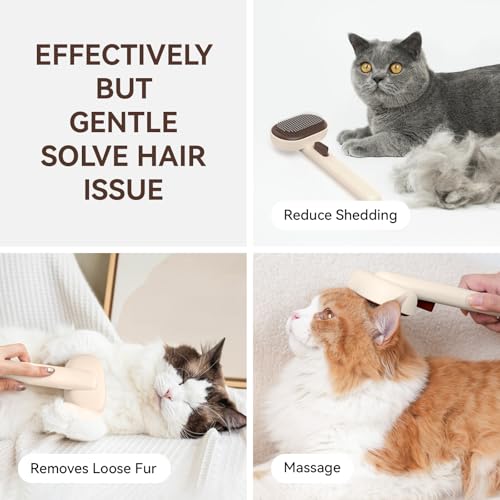 Aumuca Cat Brushes for Indoor Cats Dog Hair Brush for Shedding Long or Short Haired Cats Grooming Deshedding Brush for Dog Kitten Horse Massage Removes Loose Fur, Brown - color: Brown