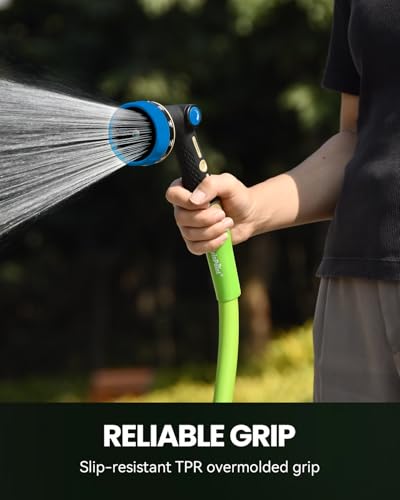 RAINPOINT Garden Hose Nozzle - 100% Heavy Duty Metal Thumb Control Spray Nozzles for Garden Hose High Pressure, 10 Pattern Water Hose Nozzle for Car Wash, Watering Lawn, Pets, Navy Blue - color: Navy Blue