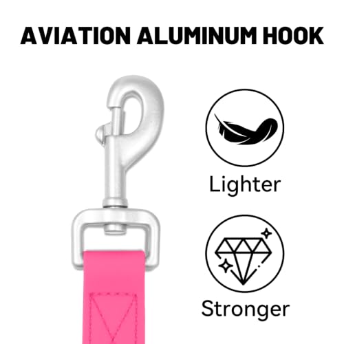 Waterproof Dog Leash with Double Handle, 6 FT Durable Odor-Proof Dog Leashes with Strong Aviation Aluminum Hooks Fits Small Medium or Large Dogs - color: Pink, size: 6FT - Double Handle