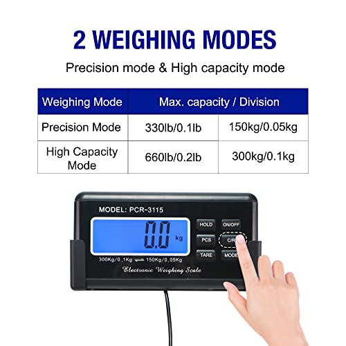 Charmline 660lbs x 0.1lbs High Accuracy Digital Postal Scale, Pet Vet Scale with 17x21in Large Stainless Steel Platform, Heavy Duty Scale for Packages/Dog/Postage/Luggage, Battery&AC Adapter Powered - size: 21x17 in