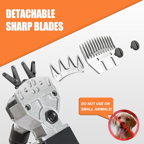 TAKEKIT Sheep Shears, 500W Professional Heavy Duty Sheep Clippers for Grooming, 6 Speeds Electric Animal Shearing Clippers for Alpacas Llamas Lambs and Large Livestock with Thick Coats - color: Yellow